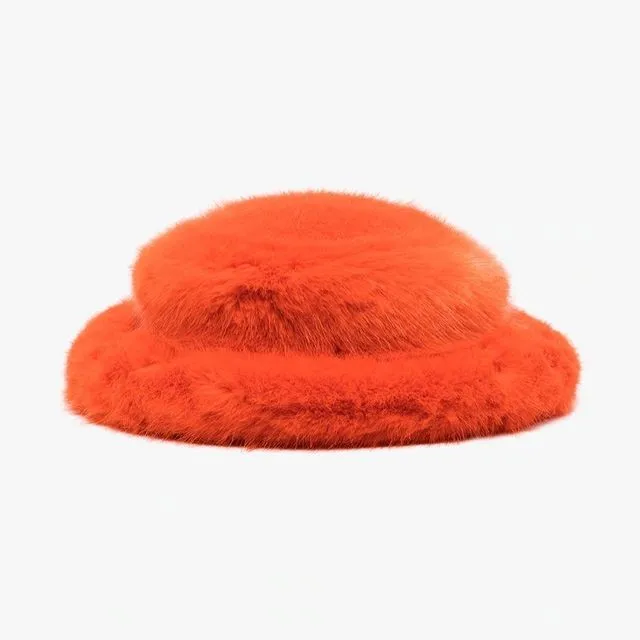 fur bucket hat womens Women Bucket Hat, Adults Solid Color Fisherman Cap Woolen Hat for Fall Winter, Black/Pink/Gray/Orange/Purple/Green black fur bucket hat