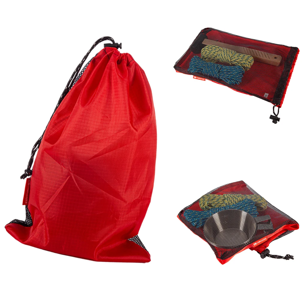 Polyester Drawstring Bag Ventilated Washable and Reusable Sack Use for Laundry, Gym Clothes, Swimming, Camping