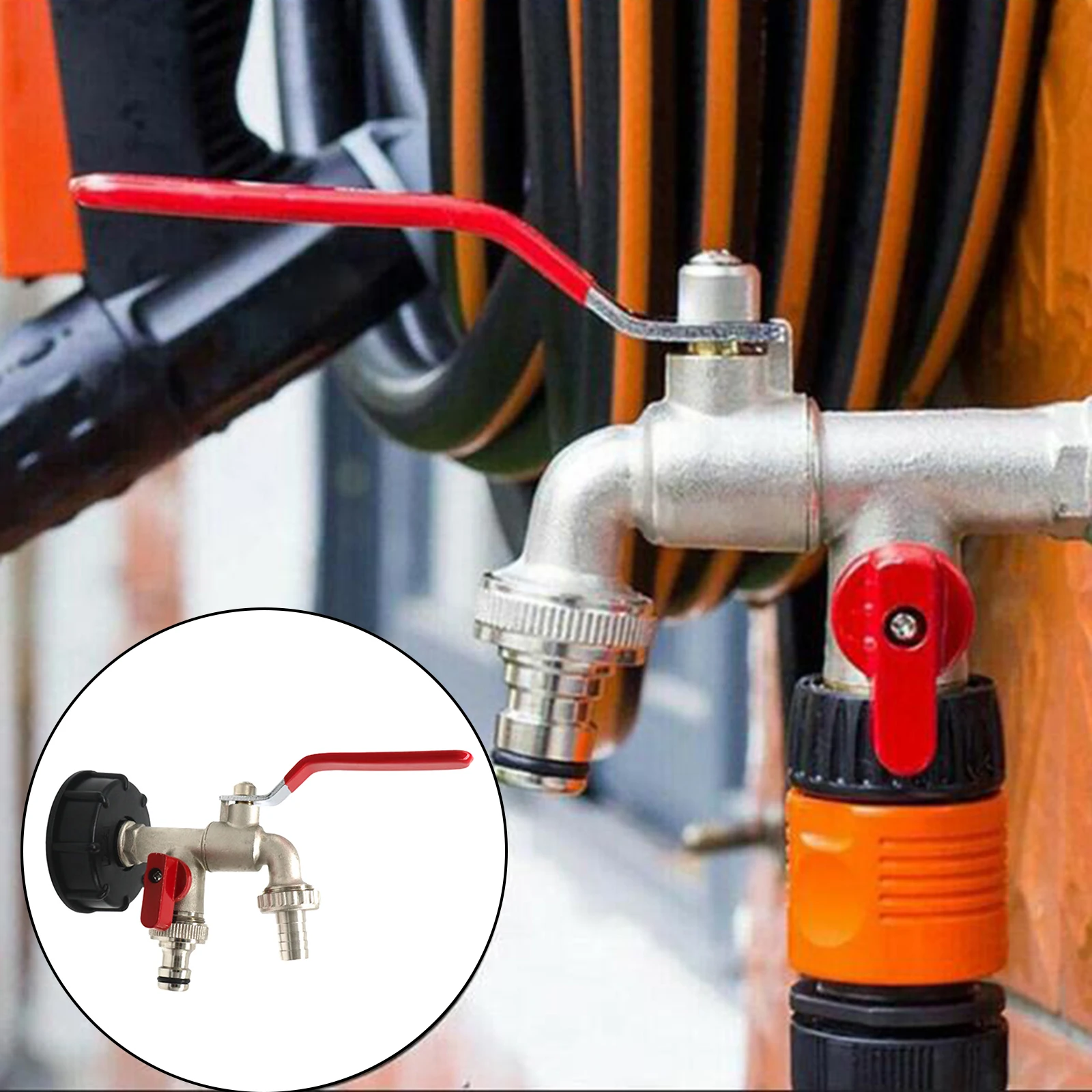Garden IBC Tank Adapter Hose Connector Fine Thread Water Faucet Ball Fitting Kit