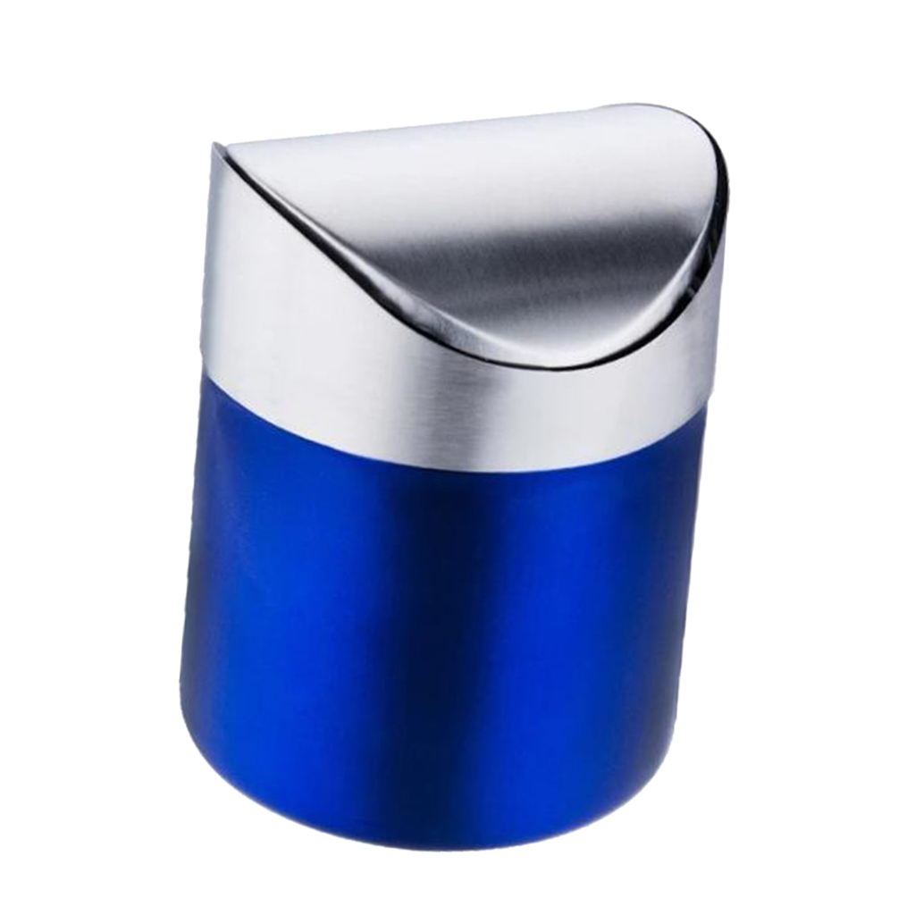 Blue/Pink/Green/Red/Silver Stainless Steel Trash Cans Desktop Mini Ashtray Car Garbage Bin Wastebasket Home/Office