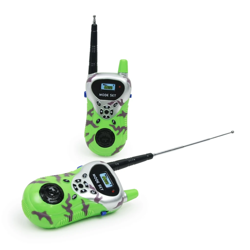2Pcs Green Plastic Electronic Walkie Talkie Toy for Kids Outdoor Play