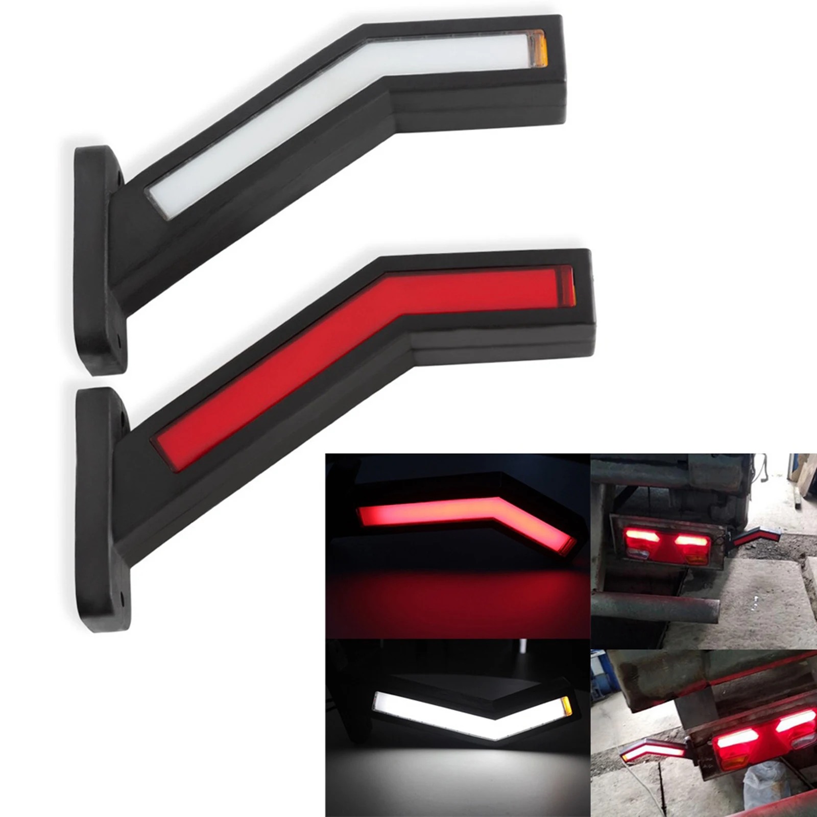 2x 12/24V Universal LED Neon Stalk Side Marker Lights Lamp End Outline Lighting for Trailer Truck Lorry Waterproof