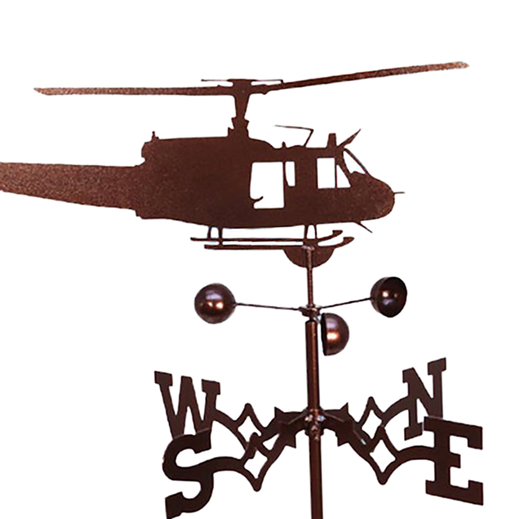 Weather Vane Wind Direction Indicators Home Roof Garden Farm Helicopter Metal Weathervane Farm Durable Roof Mount