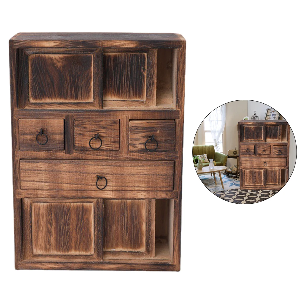 1:12 Dollhouse Miniature Furniture Wood Cupboard Cabinet Showcase Shelf