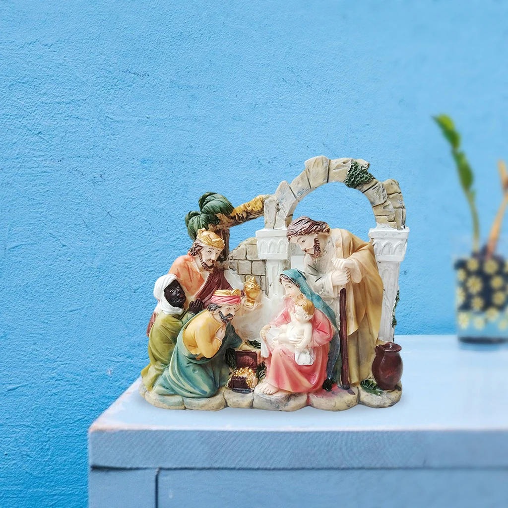 Nativity Figurines Jesus Statue Figure Decoration Room Church Desktop Decor