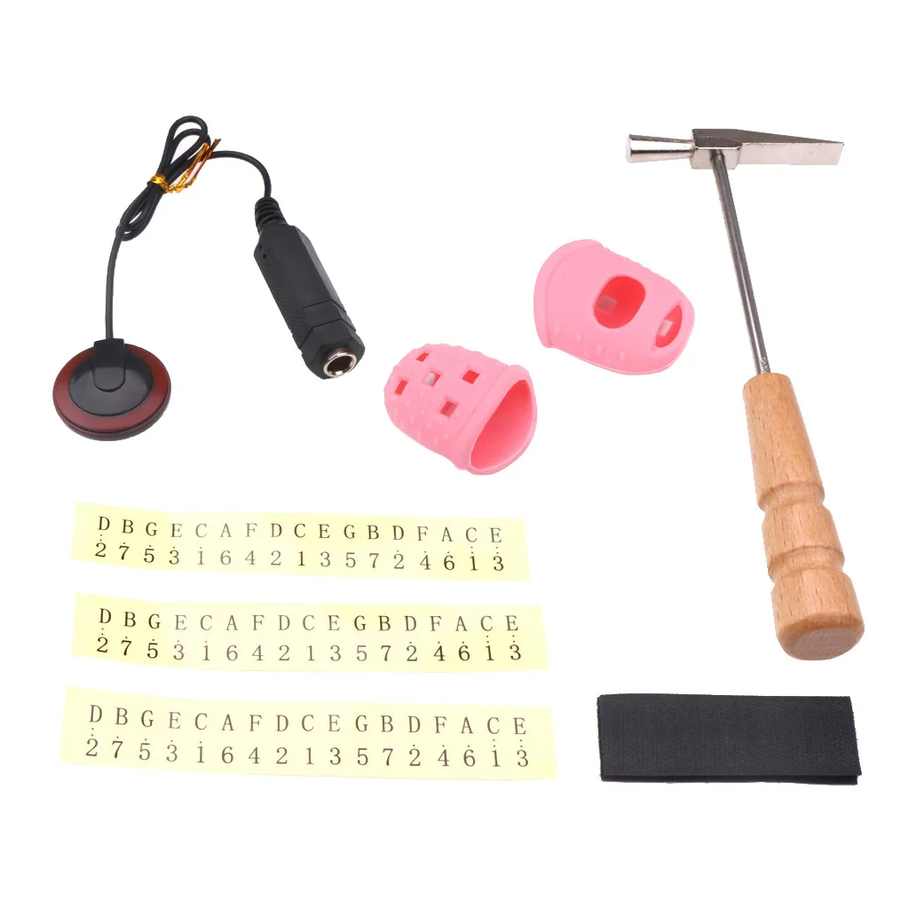 Piano Tuning Hammer Tool+Finger Guards+Note Sticker+Pickup for Kalimba Thumb Piano Repair Parts