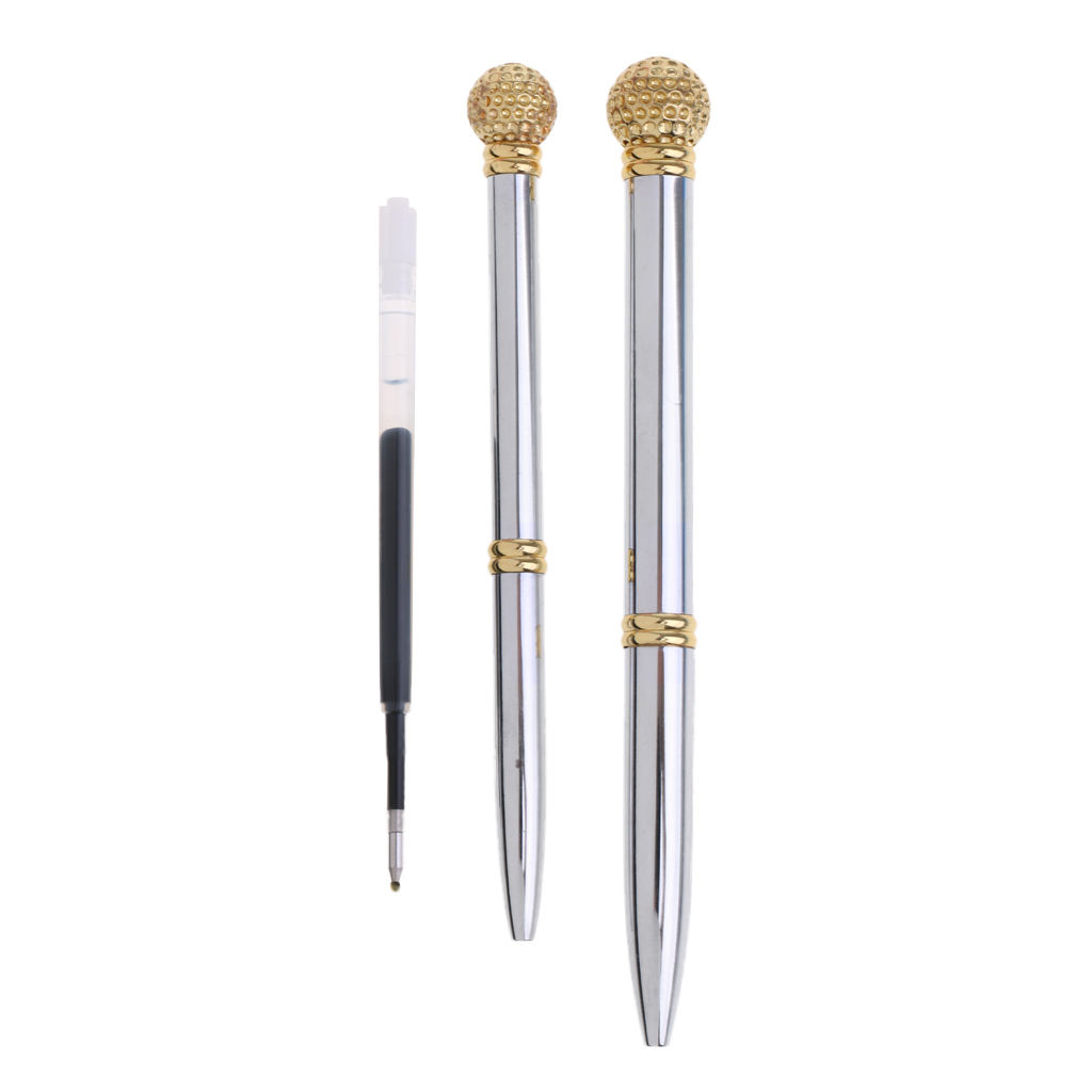2x Office Ballpoint Pen, Rollerball, Signature Pen with Golf Ball Decoration