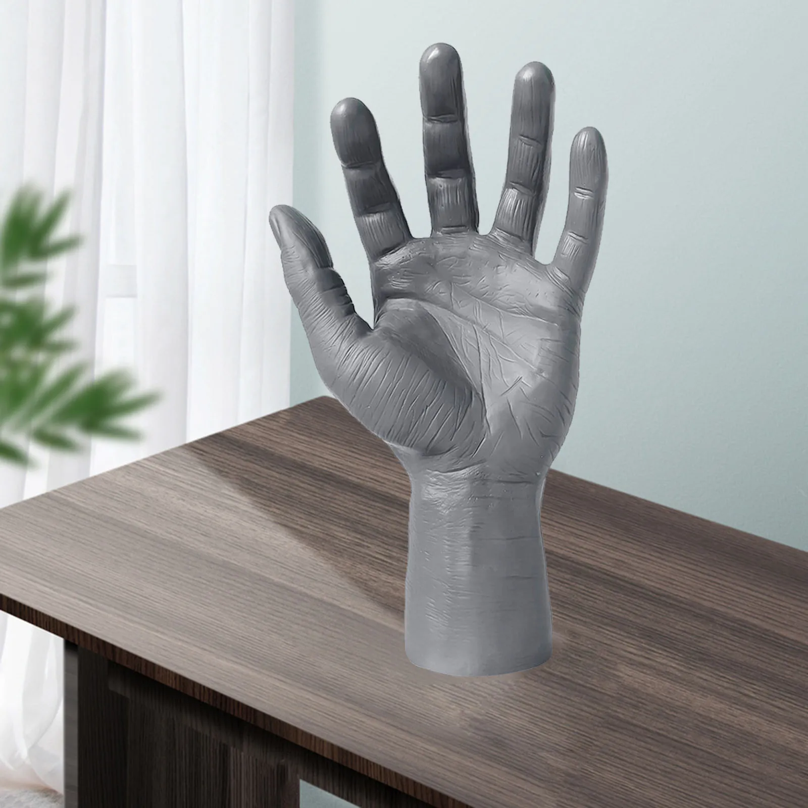 Realistic PVC Male Mannequin Left Hand, Men`s Hand Displays Jewelry Organizer Stand Holder, Showing for Home Decor Gray