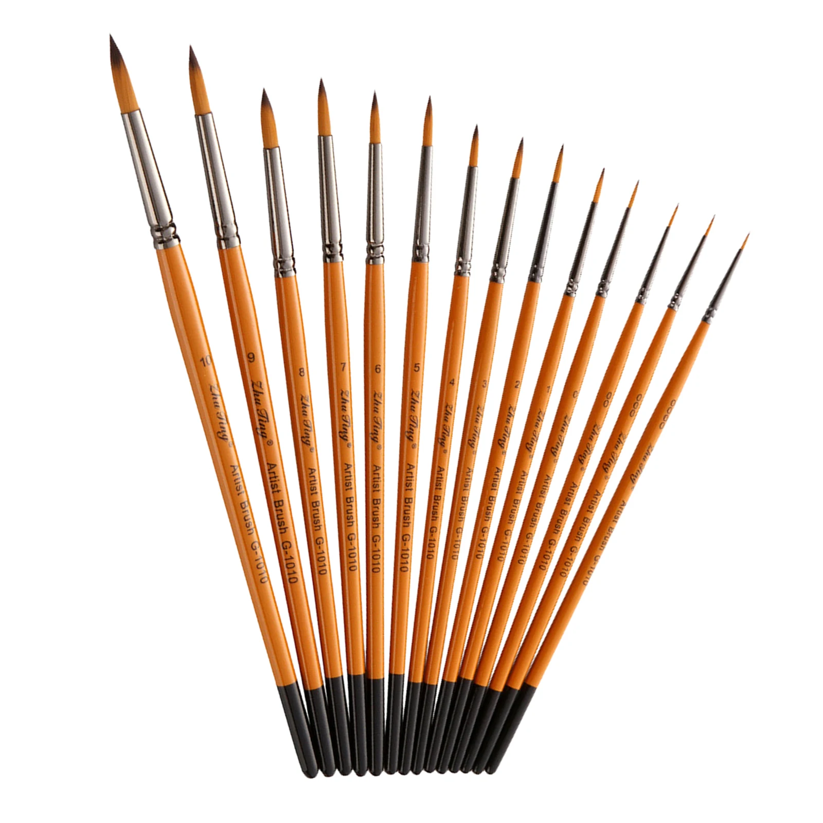 14Pcs/Set Wooden Handle Nylon Hair Artist Paint Brushes for Acrylic Watercolor Oil Painting Supplies Art Craft Kit