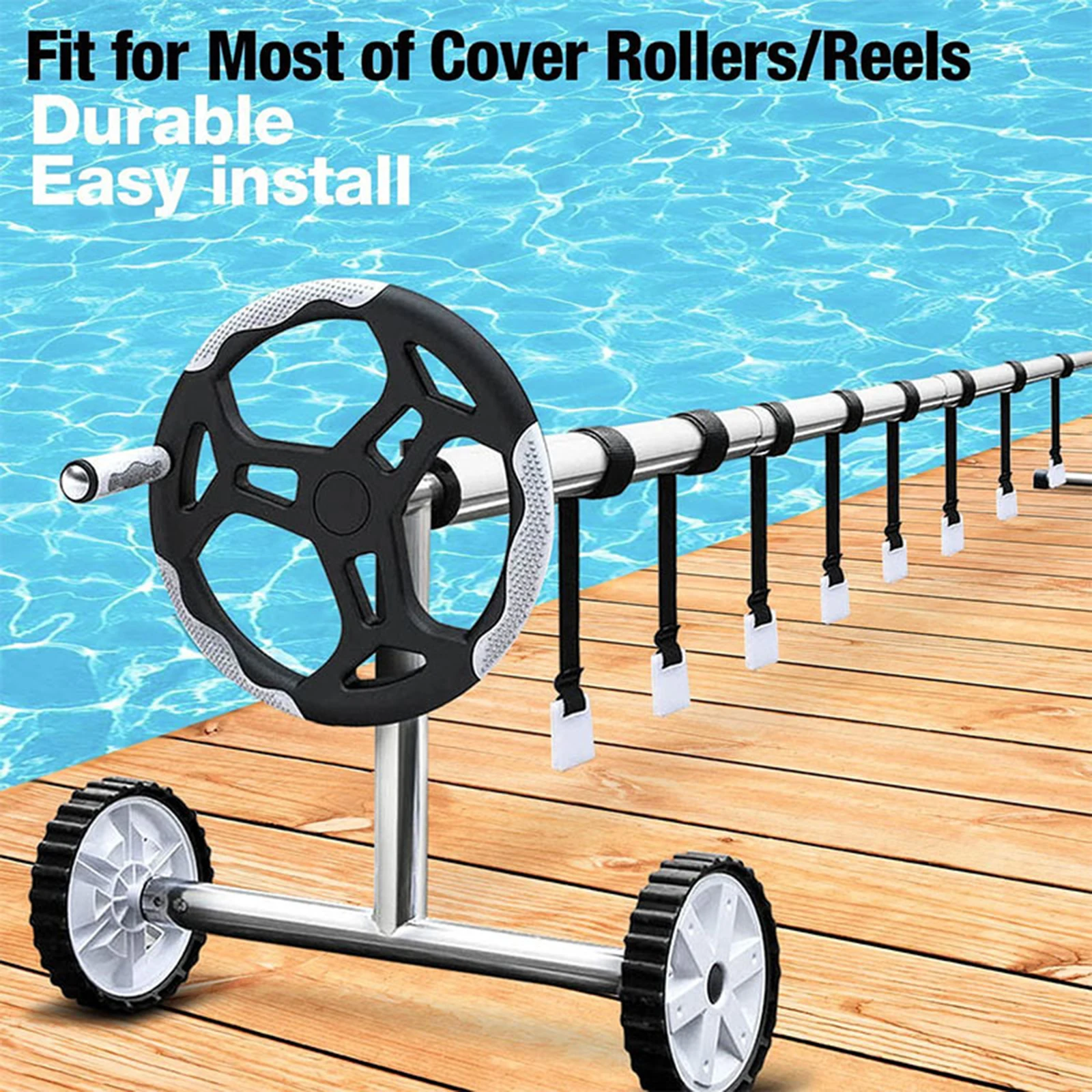 24pcs Universal Complete Pool Solar Cover Reel Attachment Kit Solar Cover Reel Straps Set In Ground Swimming Pool Accessories