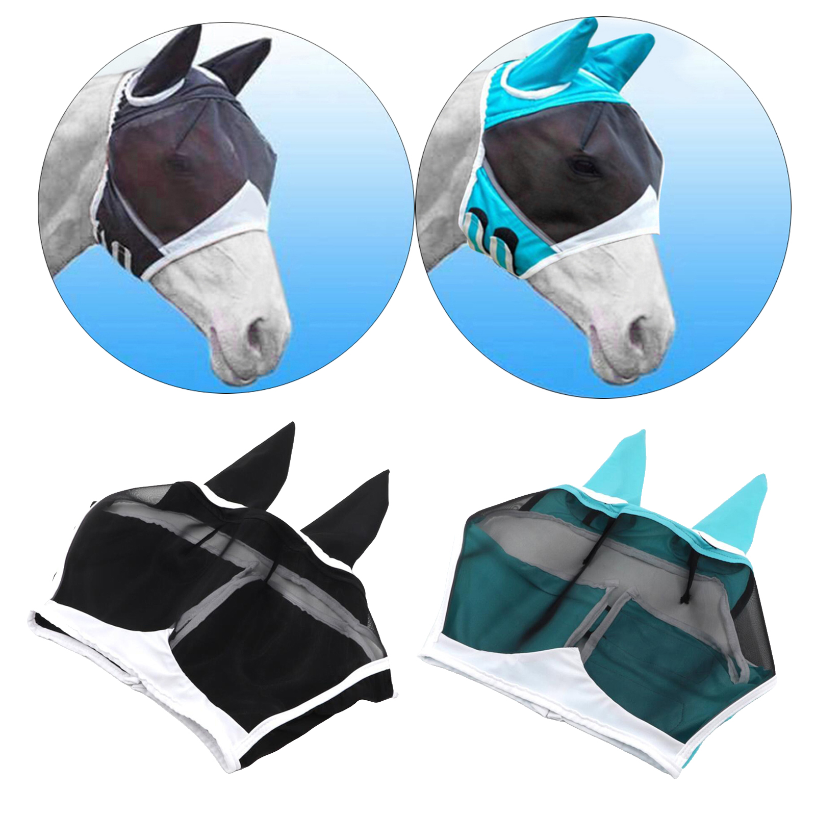 Pony Horse Fly Mask Stretchable with Ears Anti UV Air flow Prevents Bugs Insects Files Bites Mosquitoes Horse  Supplies