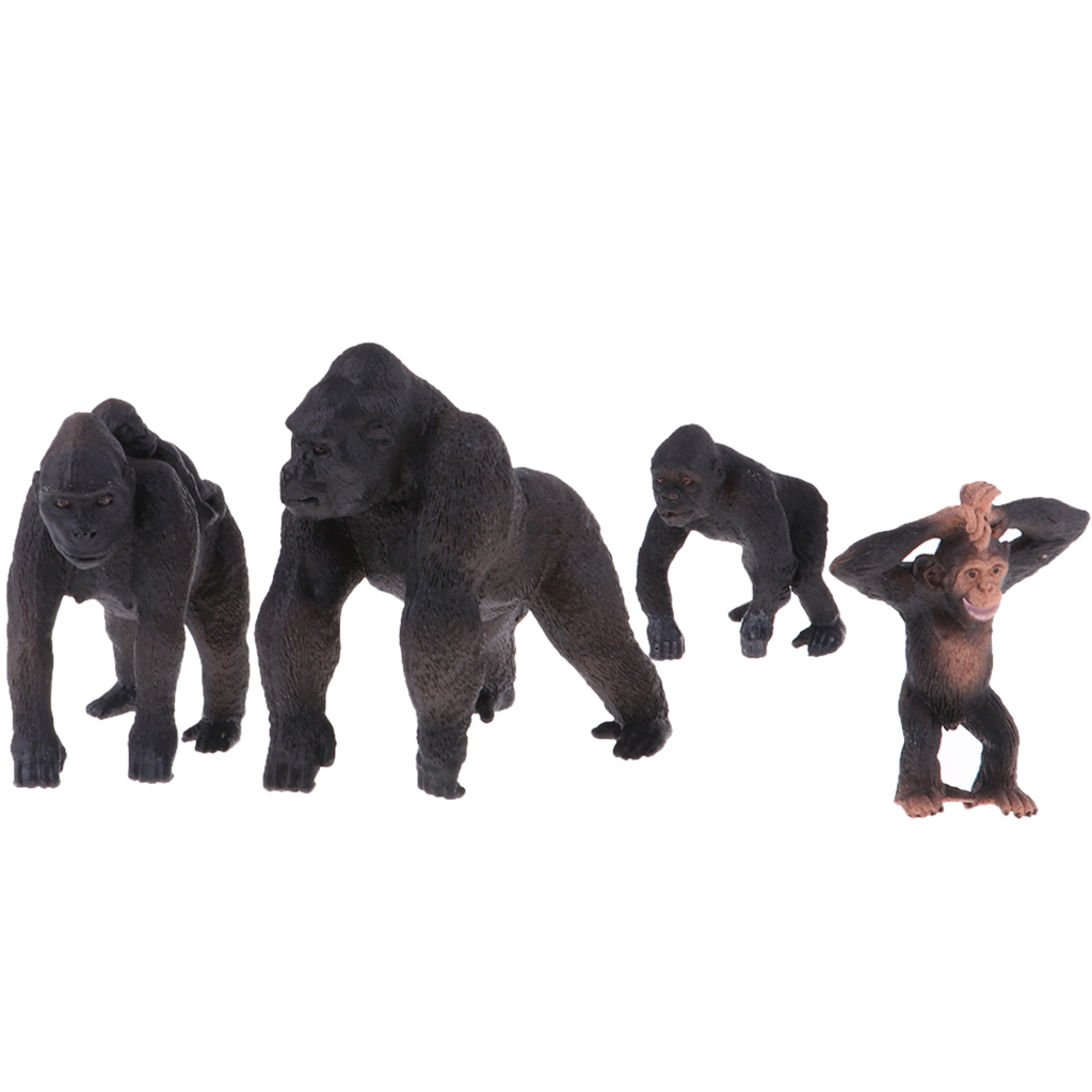 Wildlife Gorilla and Babies – Realistic Hand Painted Toy Figurine Model –