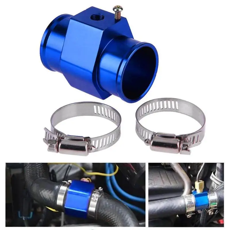 38mm Water Temperature Joint Pipe Sensor Gauge Radiator Hose Adapter Kit Blue