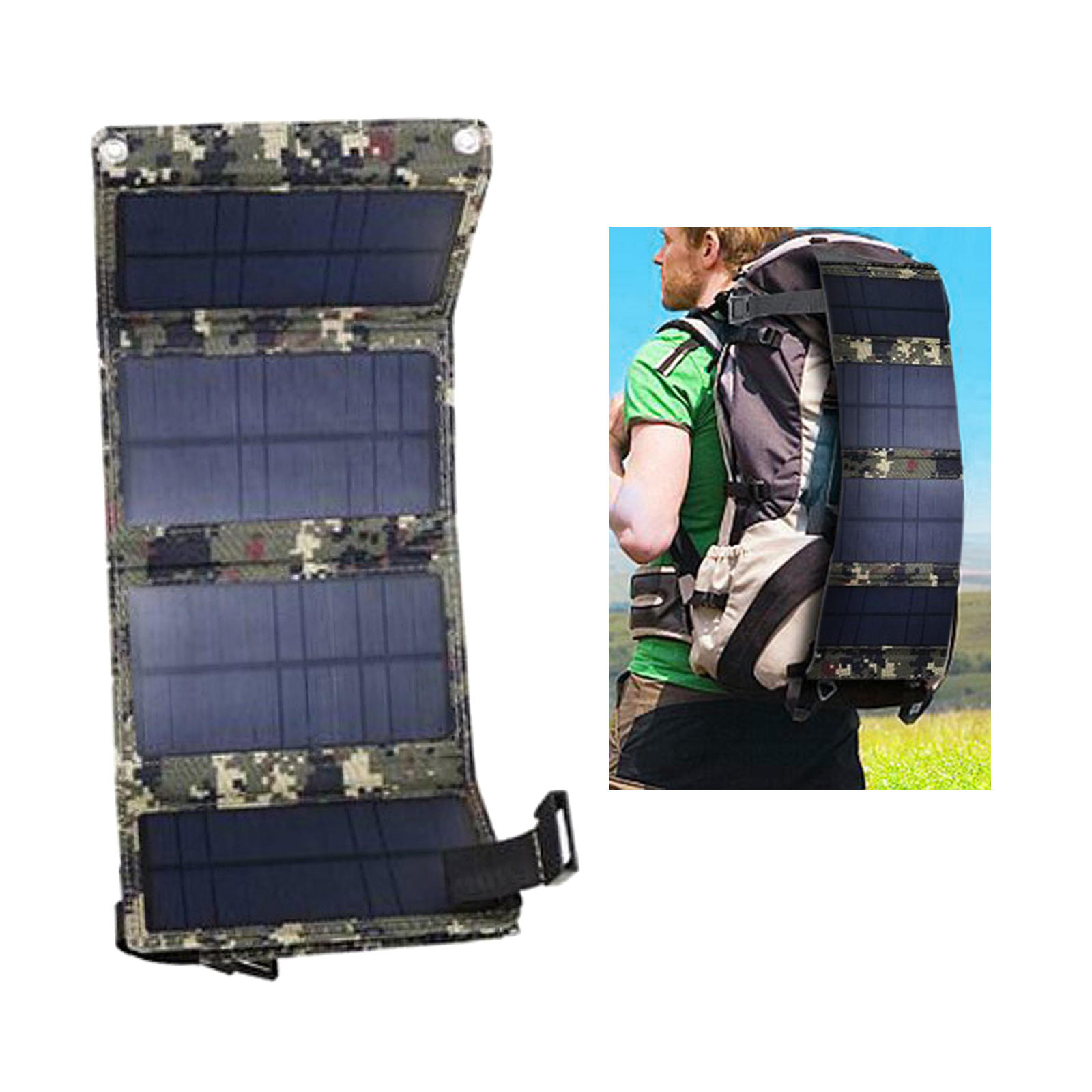 Foldable Solar Panel USB Battery Power Bank Waterproof Monocrystalline Battery Charger 5.5V for Smartphone Tablet Camping Travel