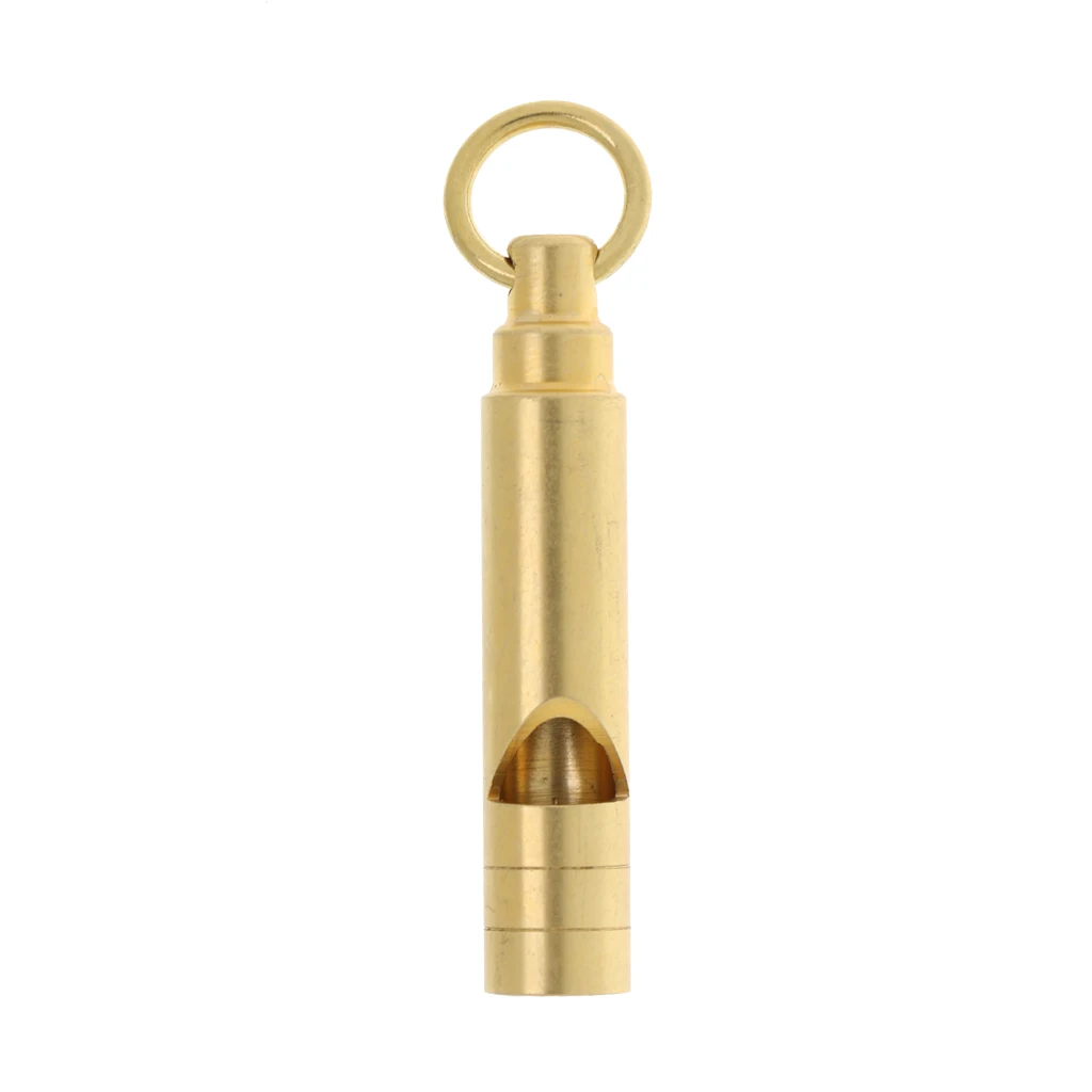 Portable Loud Version Brass Emergency Whistle, Outdoor Tool, Mini Survival Whistle with Key Chain