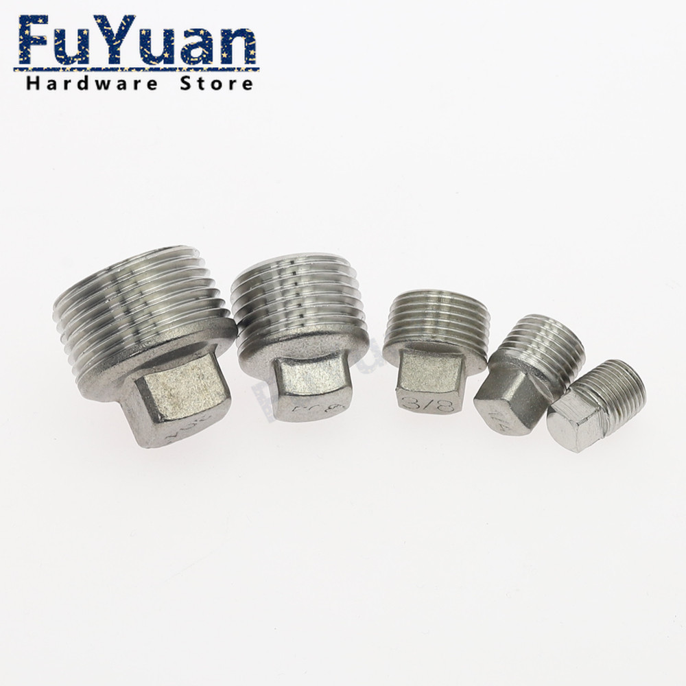 1 Stück SS 304 Edelstahl 1/4" 3/8" 1/2" 3/4" 1" 1-1/4' 1-1/2" BSP Rohrverschraubung mit Außengewinde, Vierkantkopfstopfen SS304 – Detail 4