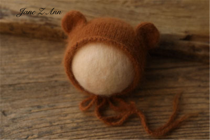 Nerz-Samt-Mütze, Wollstrickmütze mit kleinen Ohren, Neugeborenen-Fotografie-Requisiten, Babyfotos – Detail 13