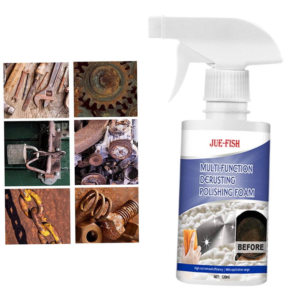 120ML All-Purpose Foam Cleaner Rust Remover Polishing for Grease Rust on Car Interior Appliances Kitchen Auto Accessories