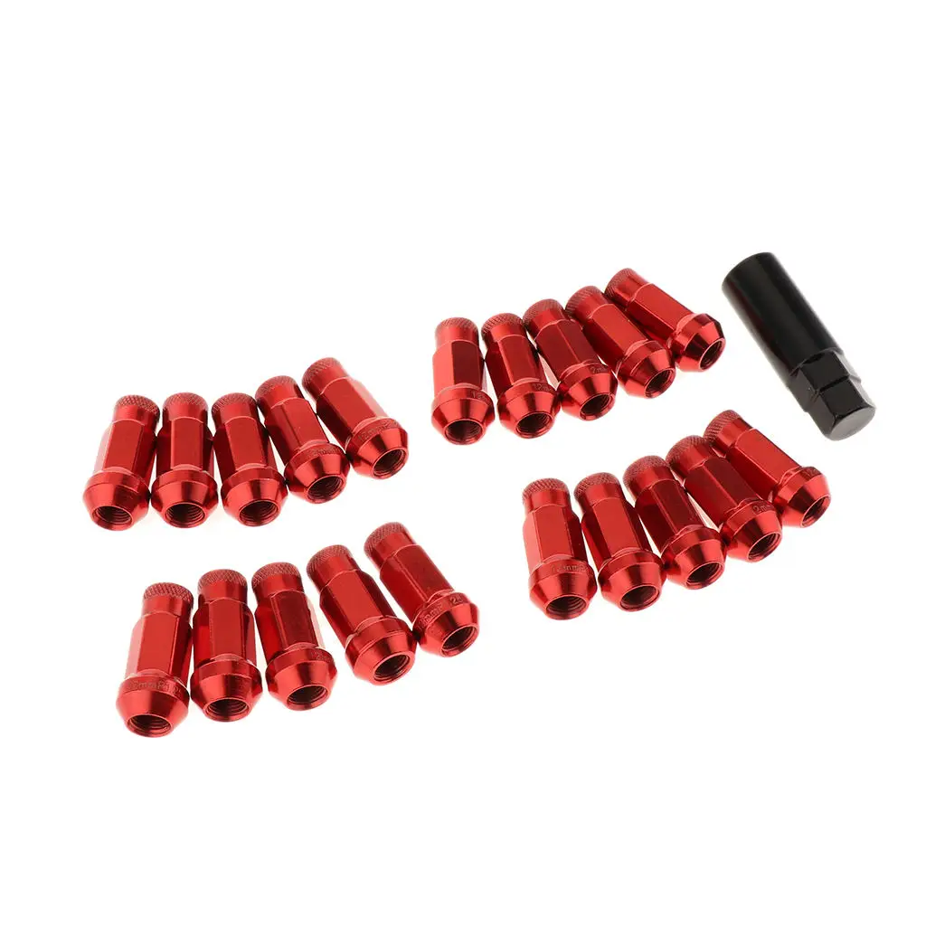 Metal Extended Dust  Lug Nuts Wheel Rims Tuner W/Lock M12x1.25