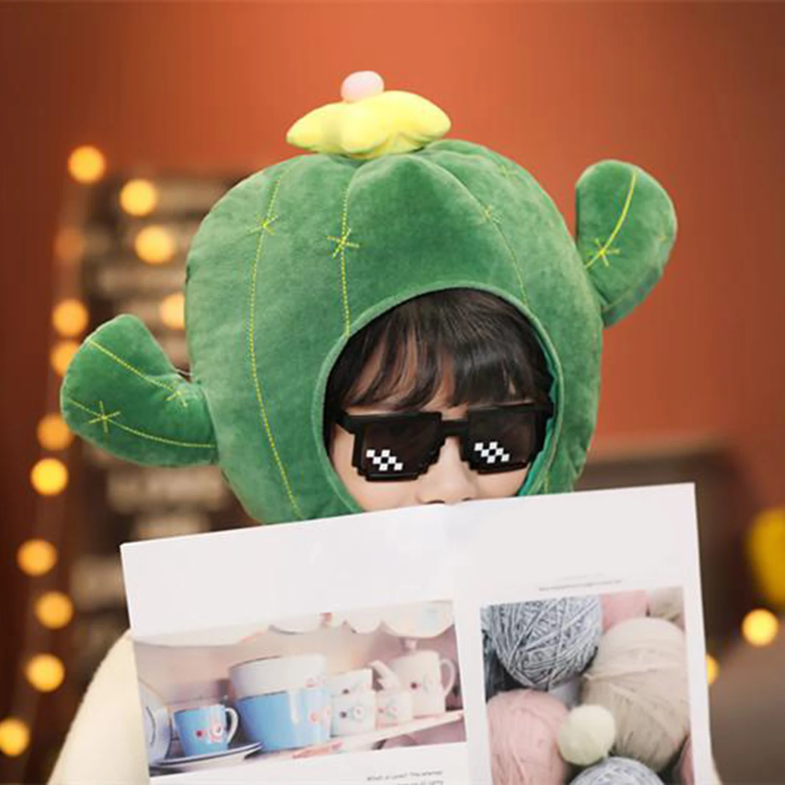 Funny Party Hat Cute Cactus Headdress Stage Performance Cap Adult Kids Hats Bunny Hat Soft Plush Cap