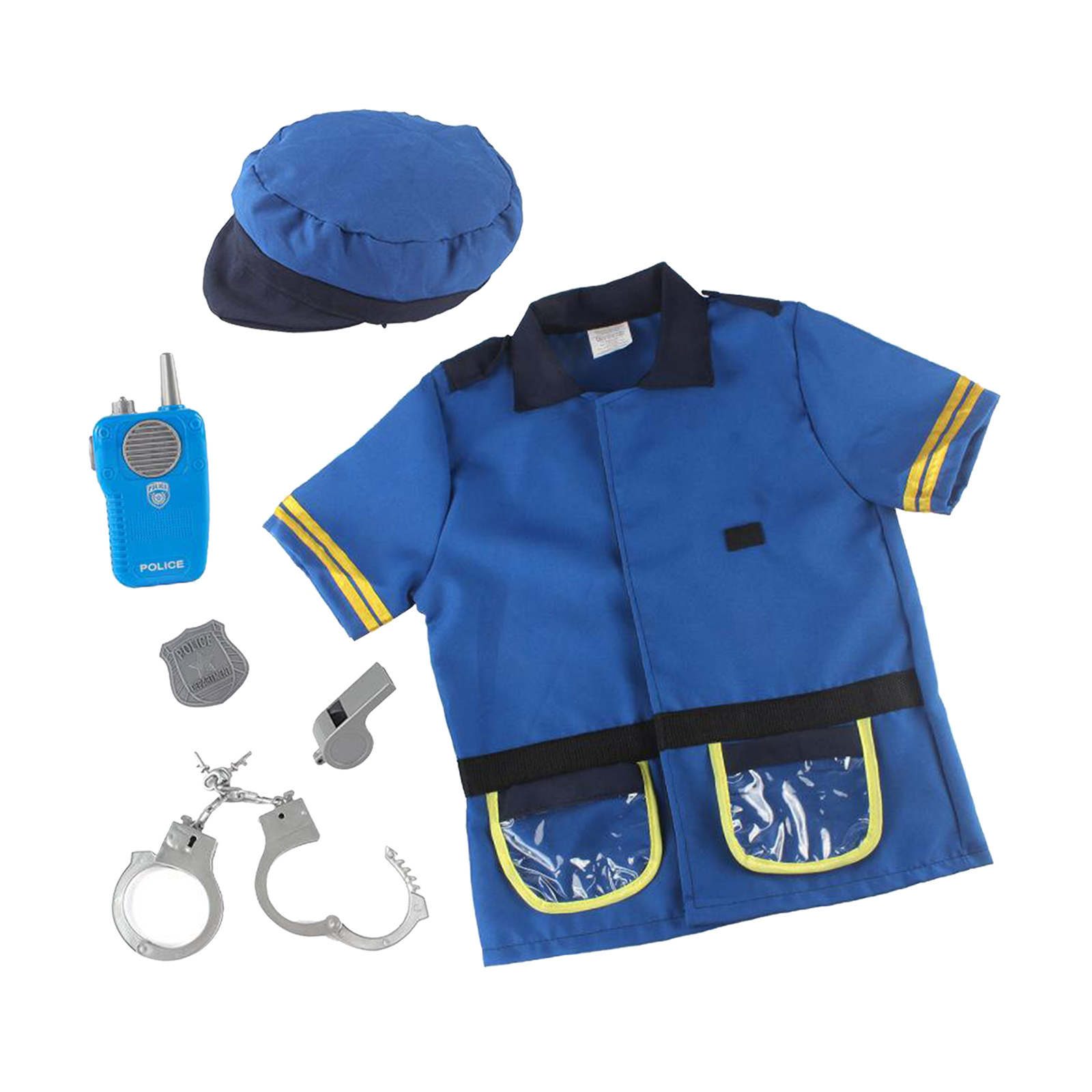 6Pcs/set Police Officer Set Kid Role Play Toy Walkie Talkie w/ Badge Handcuff Whistle Props Kit for Policeman Pretend