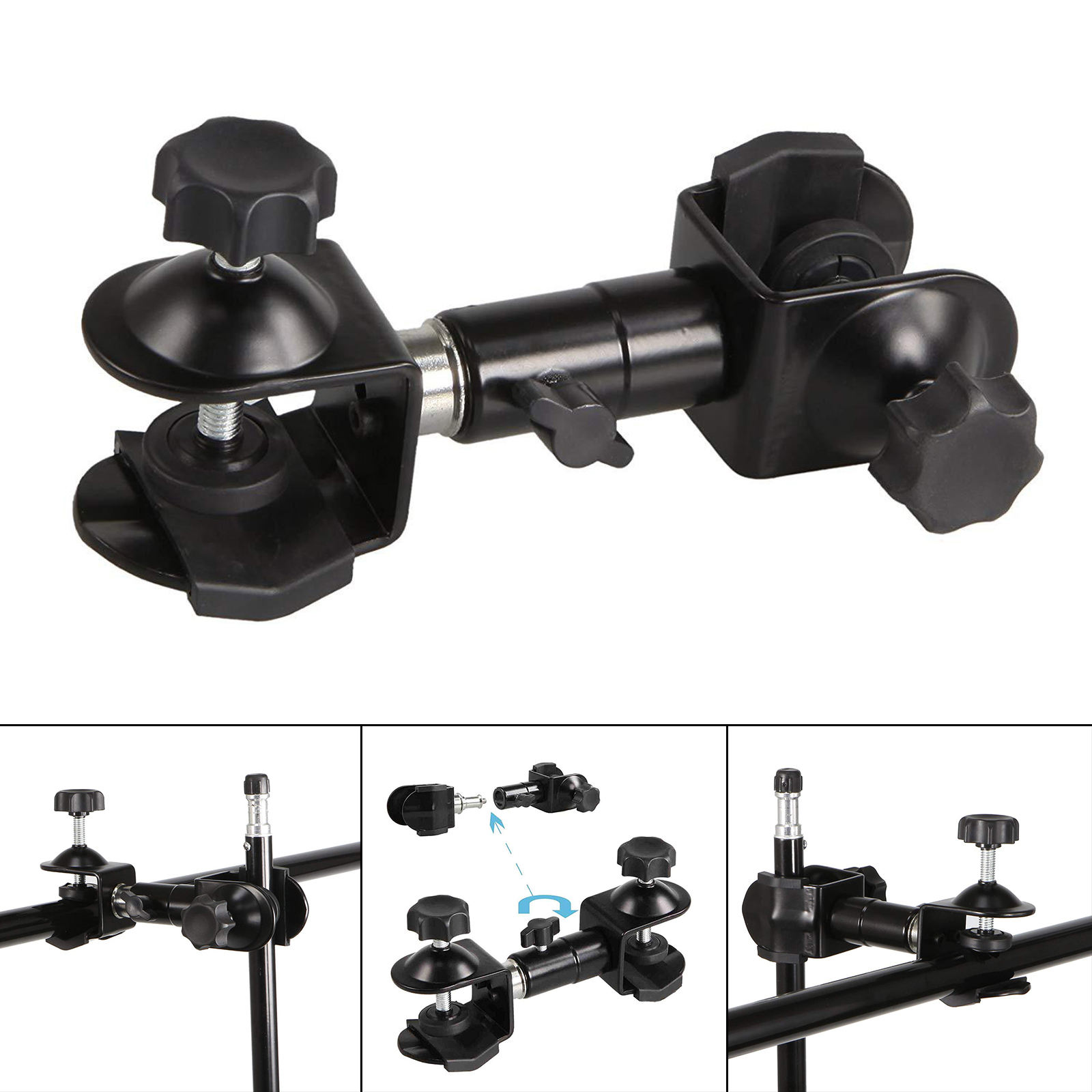 Metal Tripod Umbrella Holder for Camera Clip Clamp Bracket Stand Take Pictures Rain Shadow Adjustable Accessory