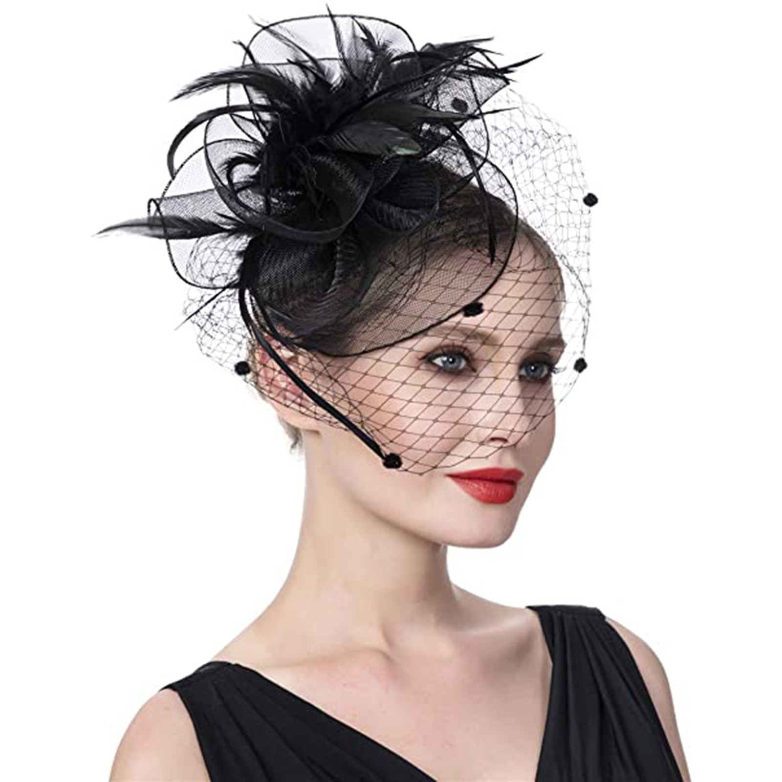 Womens Felt Hat Topper Mesh Fishnet 
