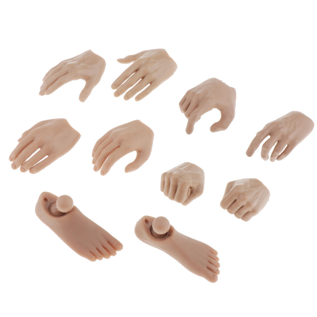 5 Pairs of Male Action Figures in 1/6 Scale Hand Foot Models Interchangeable