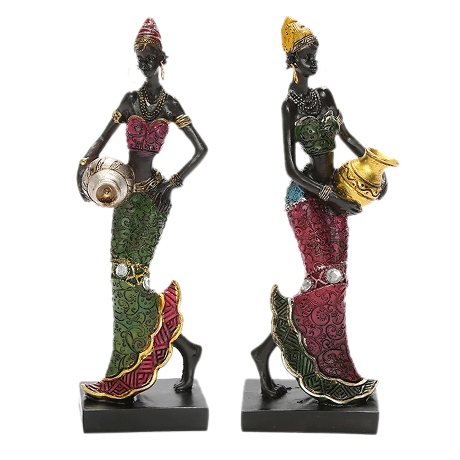 African Figurine Women Figure Tribal Lady Statue Sculpture Collectible Art Piece African Decoration For Home Office TV Cabinet