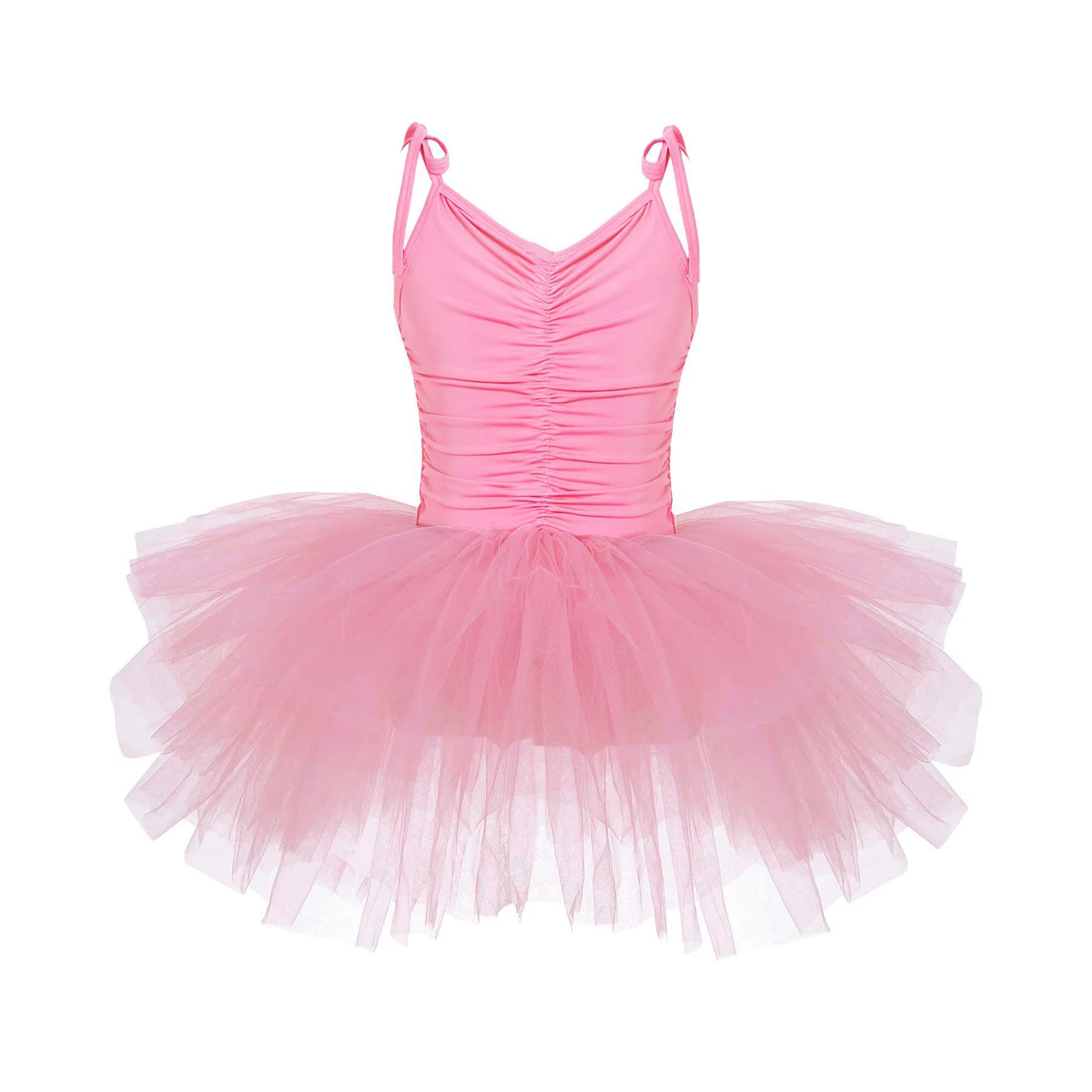 Pink Kids Ballerina Tutu Dance Dress Sleeveless Lace-up Spaghetti Straps Ruched Patchwork Ballet Dance Dress - Ballet AliExpress