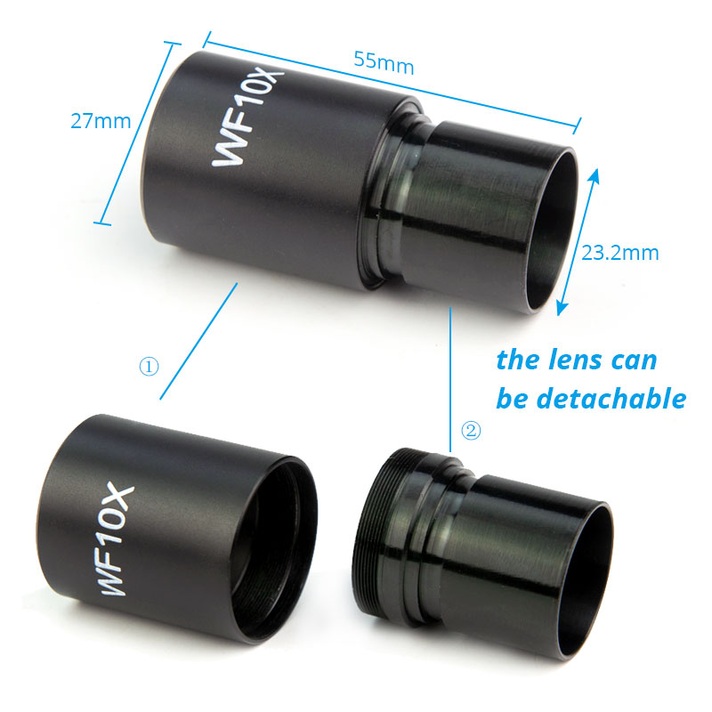 0,1 mm Okularlinse mit WF10X-Feldabtrennung für biologische Mikroskope, Weitfeld, mit Mikrometer, 23,2 mm Montagegröße – Detail 4