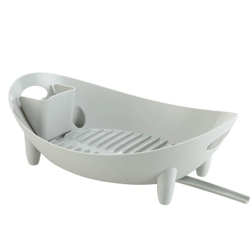 Dish Drying Rack Oval Shaped Drainer with Utensil Holder Plate Bowl Cutlery Storage Container Vegetable Basket