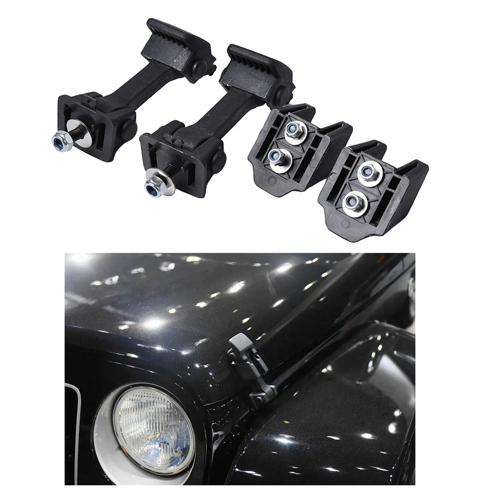 2 Set Hood Latches Catch Release Kit Locking Hood for Jeep for Wrangler for JK 2007-2016 Accessories Parts Black