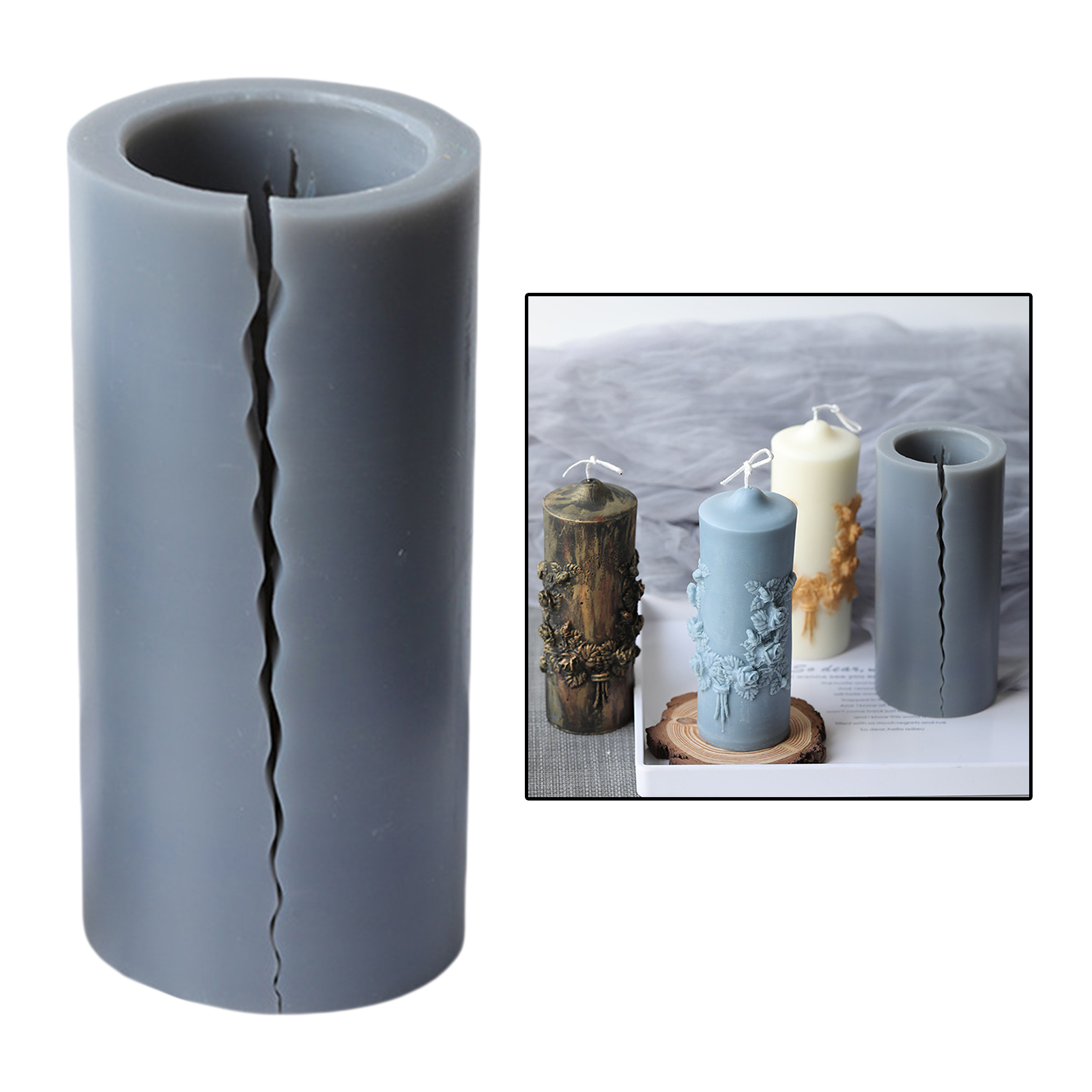 Candle Molds,Cylinder Shape Rose Flower Carved Silicone Candle Molds for Making DIY Wedding Art Candles,Bath Bomb, Soap