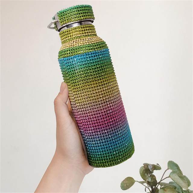  Botella de agua con diamantes, termo de acero inoxidable con  purpurina, termo con diamantes de imitación falsos, taza térmica recargable  para el hogar, viajes, oficina, escuela, gimnasio al aire libre, el