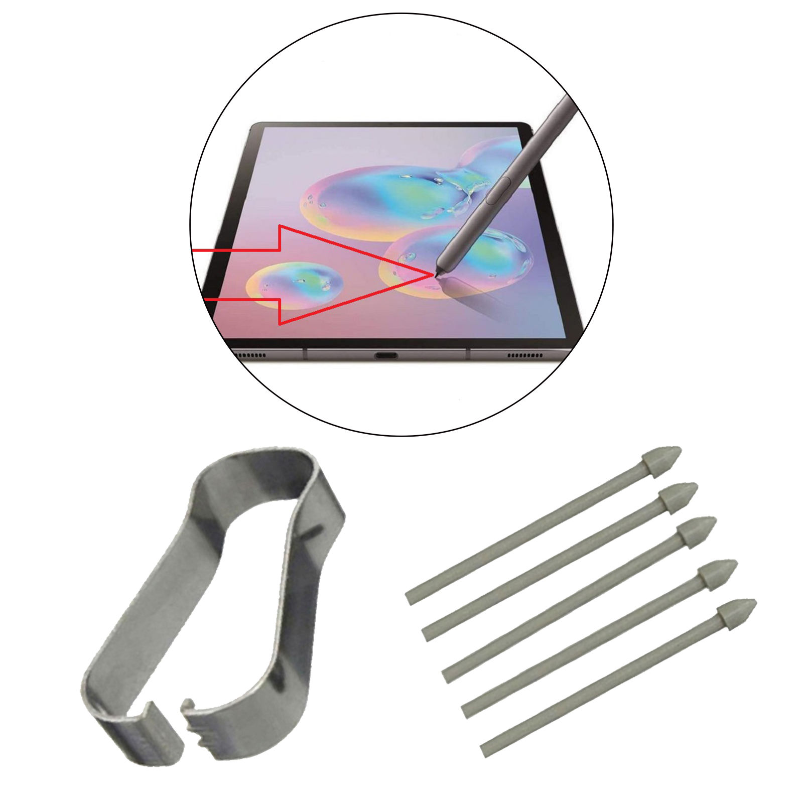5Pcs Touch Stylus Tips with Removal Tweezers Carbon Fiber Replacement S-Pen Refill for Tab S6/S6 Lite Cell Phones for S7/S7+