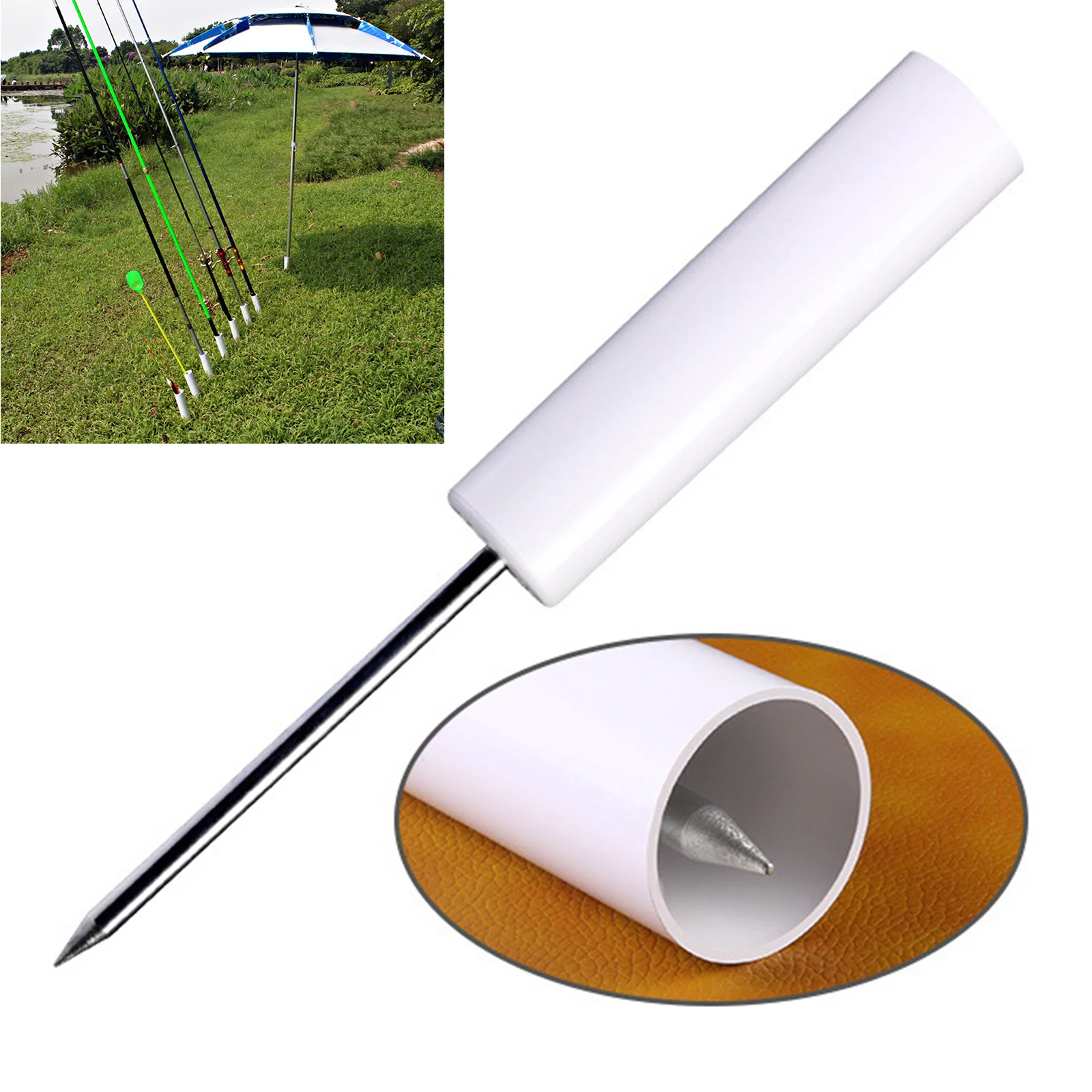 Fishing Rod Pole Holder Insert Ground Support PVC for Shore Fishing Fishing