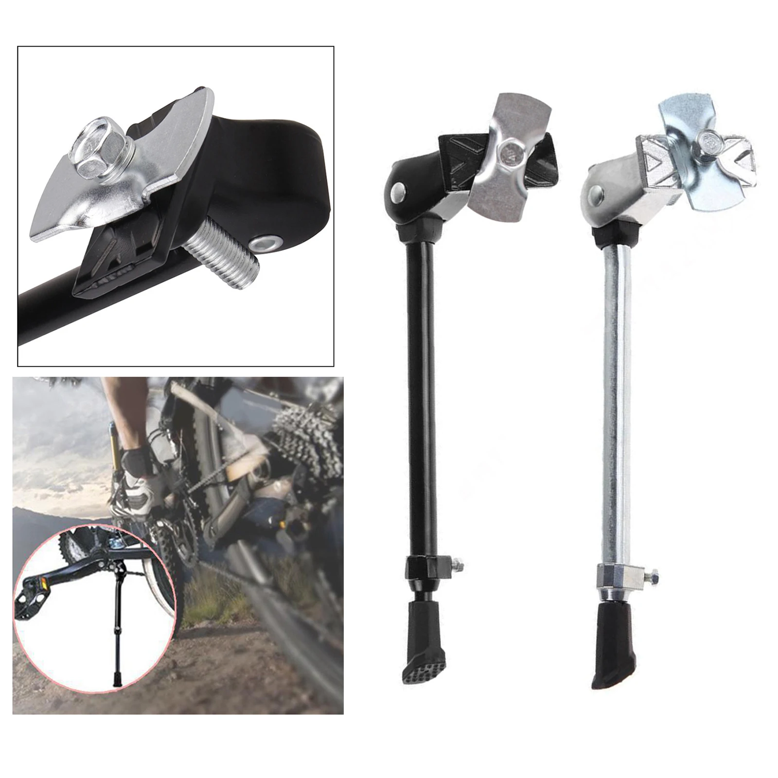 MTB Bike Kickstand Alloy Stable Rear Side Support Stand Prop Easy Install Single Leg for 24-27 inch Bicycle Parking