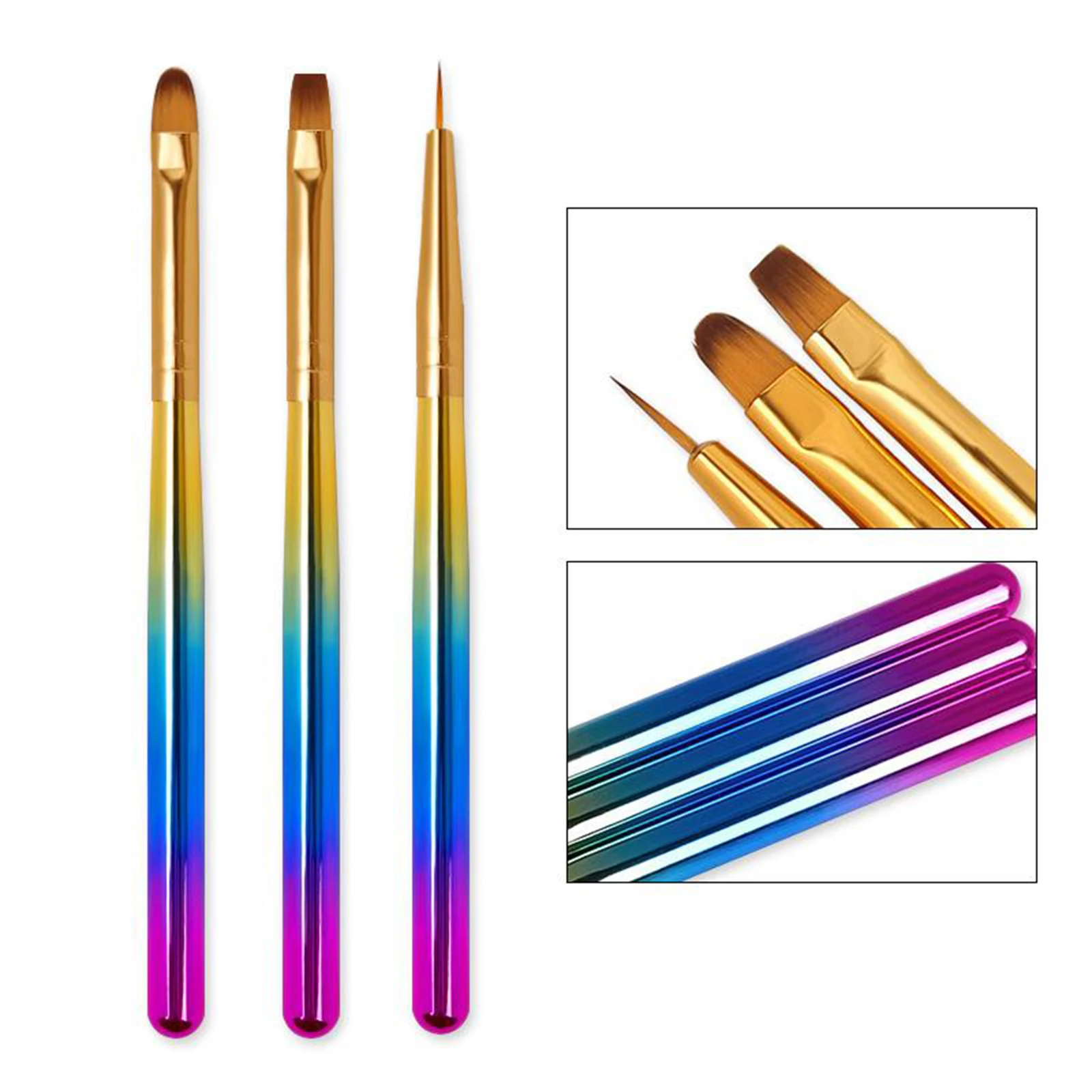 3 Pcs/set Nail Art Brush Set Nail Painting Brushes Liner Brush Nail Art DIY