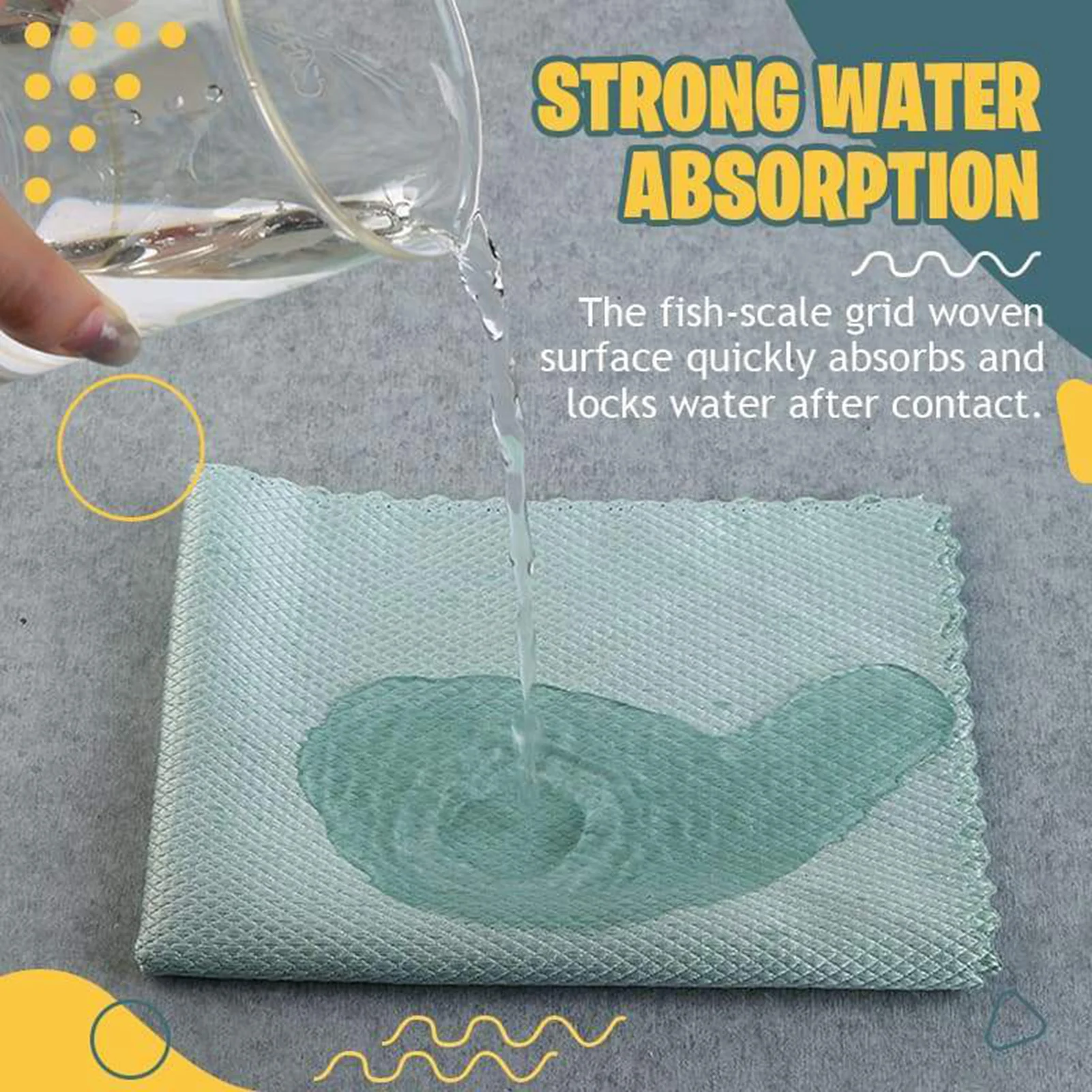 1/5PCS Wave Pattern Fish Scale Cloth Rag Glass Cleaning Non-Markin Cloth New 