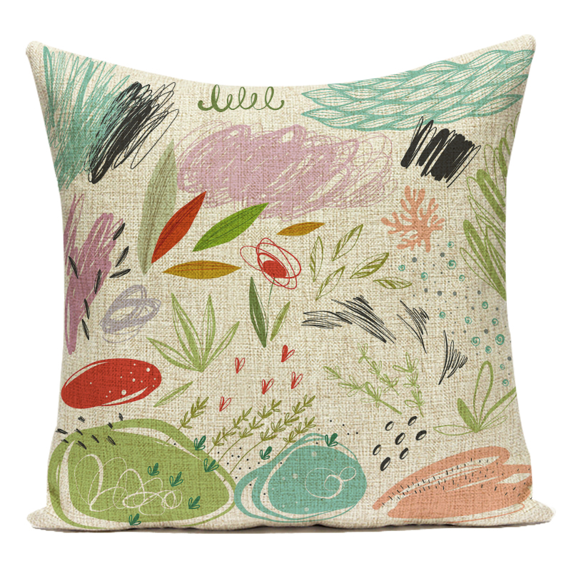 Dekorativer ländlicher Aquarell-Blumenblatt-Kissenbezug, Vintage-Kissenbezug mit Blumenmuster, dekorativer Kissenbezug für Zuhause – Detail 8