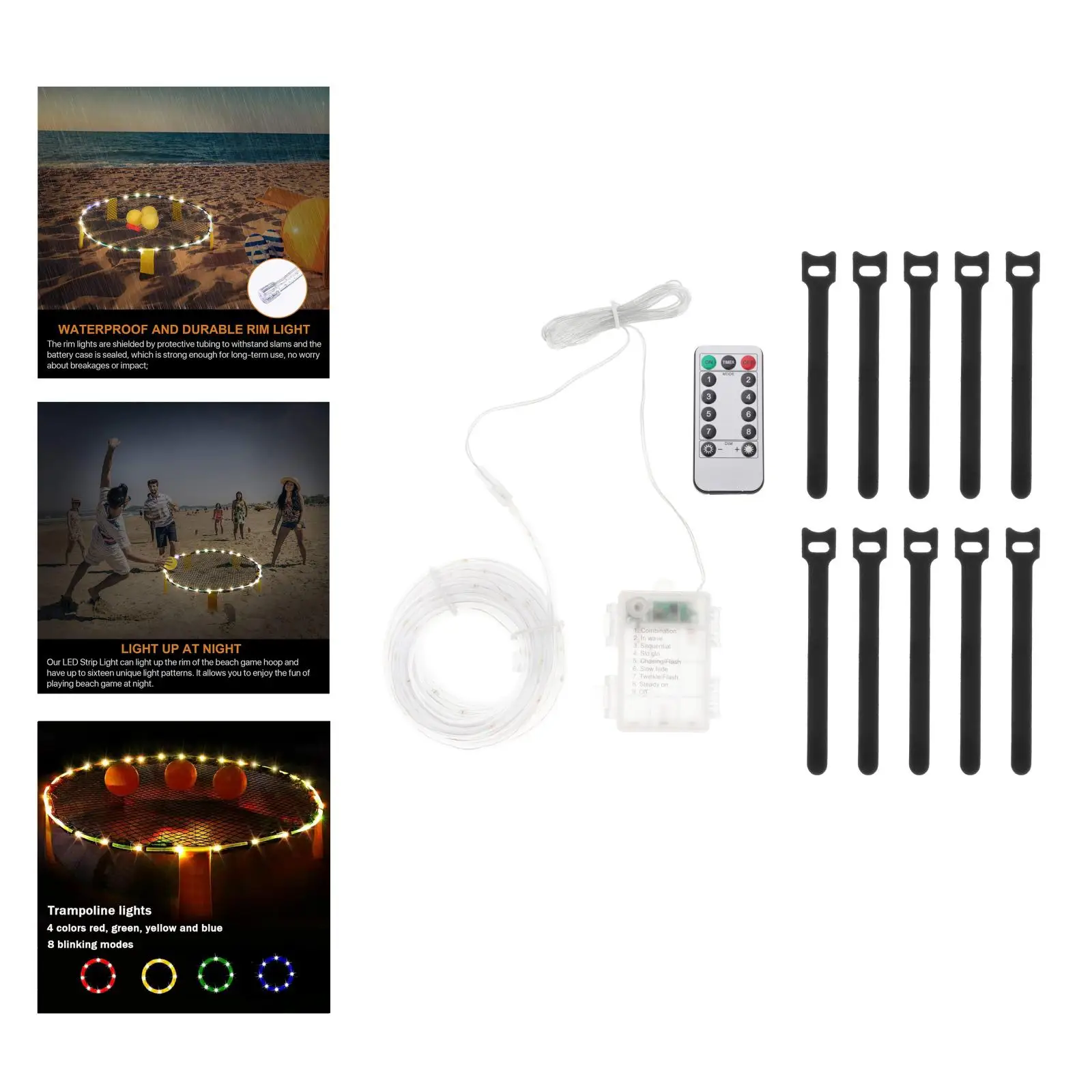 LED Trampoline Lights Rope String Strip Lights Battery Operated Outdoor Waterproof LED Light Christmas Decoration