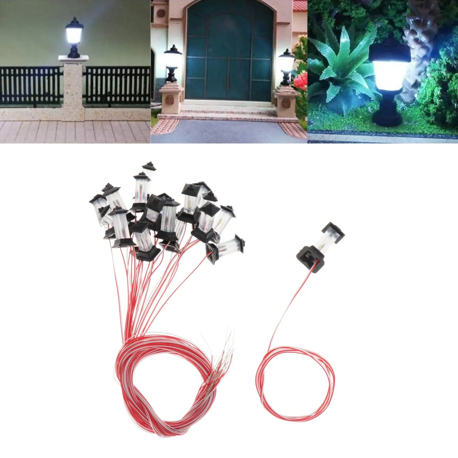 20pcs Mini Model Train Lawn Scenery LED Light Landscape Fairy Garden Railway