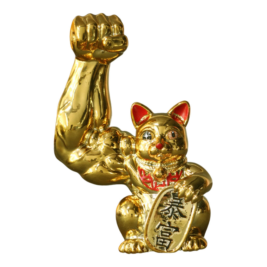 Creative Muscle Arm Lucky Cat Figurines Home Wealth Decoration Car Interior Feng Shui Animal Crafts Office Room Shop Ornaments