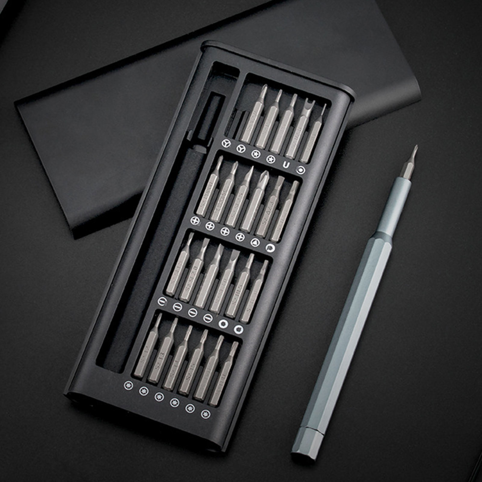 Pocket Screwdriver Kit Hand Tool 25 in 1 with Case Magnetic Driver Bit for Home Cameras Smartphone Glasses Watch