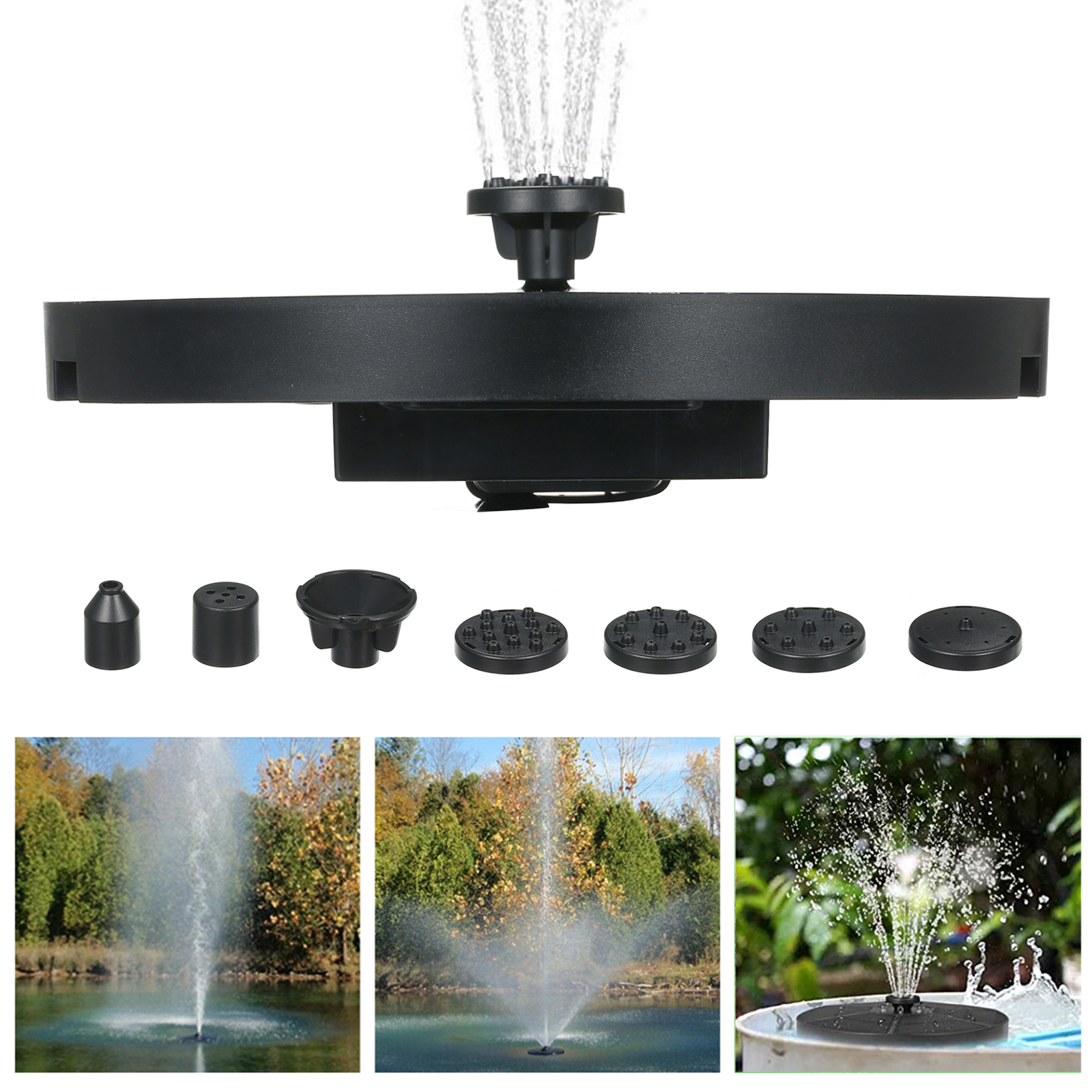 Solar LED Lights Fountain Pump for Bird Bath Garden Landscape Water Cycling