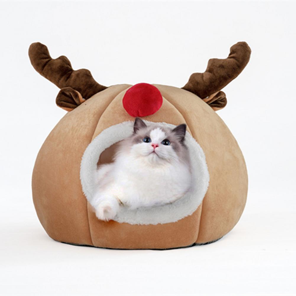 Christmas Sleigh Dog Bed | Funny Santa Sleigh Pet Warm Bed With Non