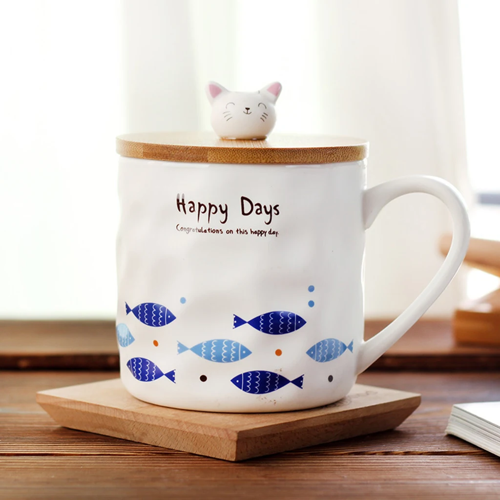 Ceramic Coffee Mugs Personality Cute Breakfast Milk Drinks Cup 301-400ml