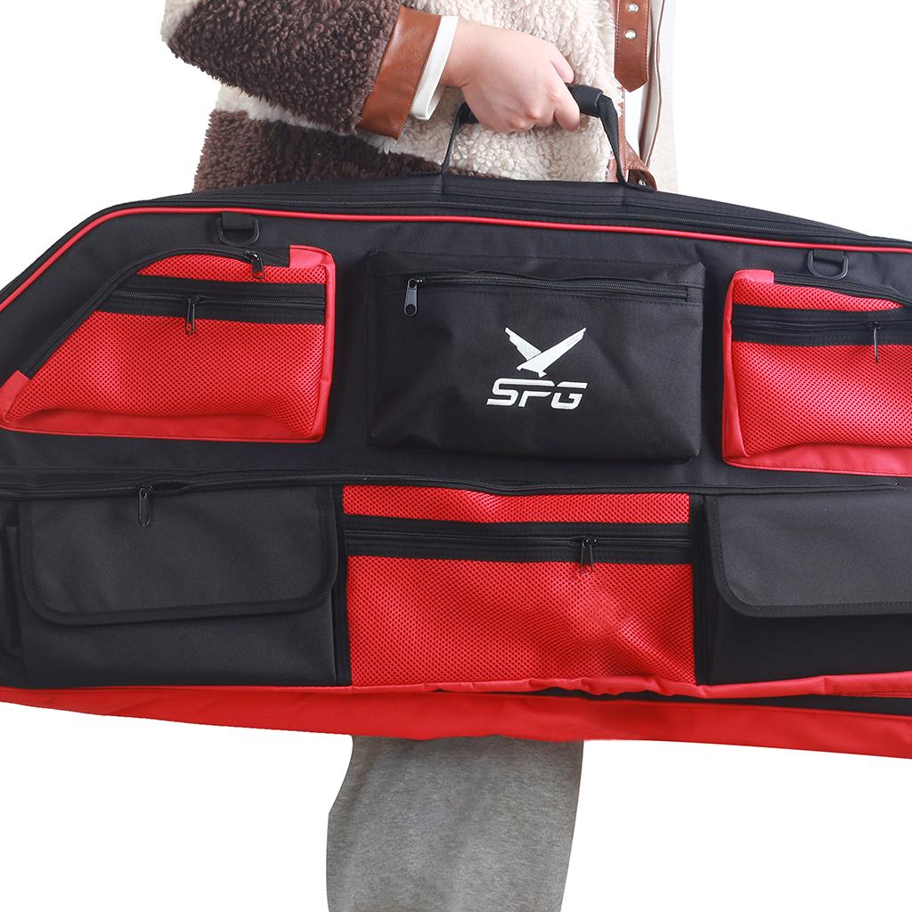 Archery Compound Bow Bag Case Heavy Duty Adjustable Shoulder Strap & Pockets Outdoor Hunting Compound Bow Case Bow Holder Bag
