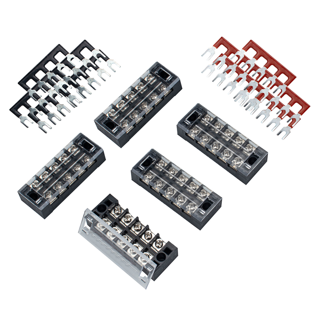 5 Positions Screw Terminal Strip Blocks Barrier 10pcs Jumpers Easy Install